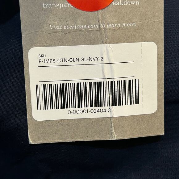 Everlane The Structured Cotton Jumpsuit V-Neck Navy Blue Women's 2 NWT - Picture 11 of 11